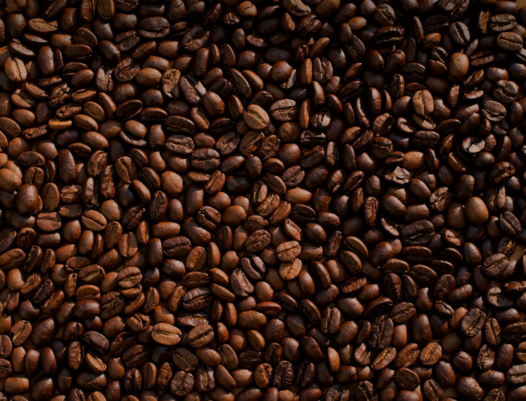 Pile of roasted coffee beans