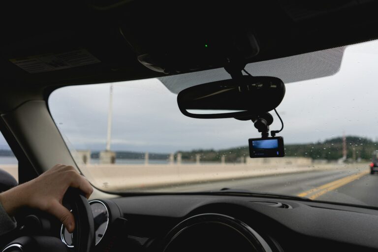 Driving on a highway seen from inside the car