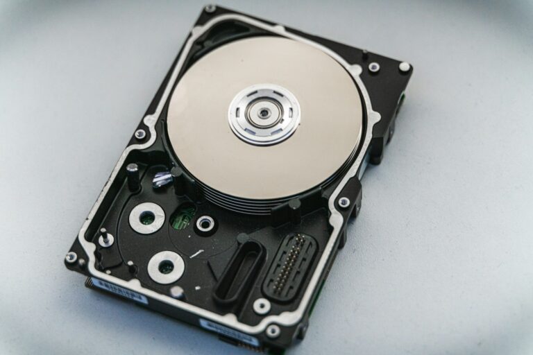 Open hard disk drive close-up