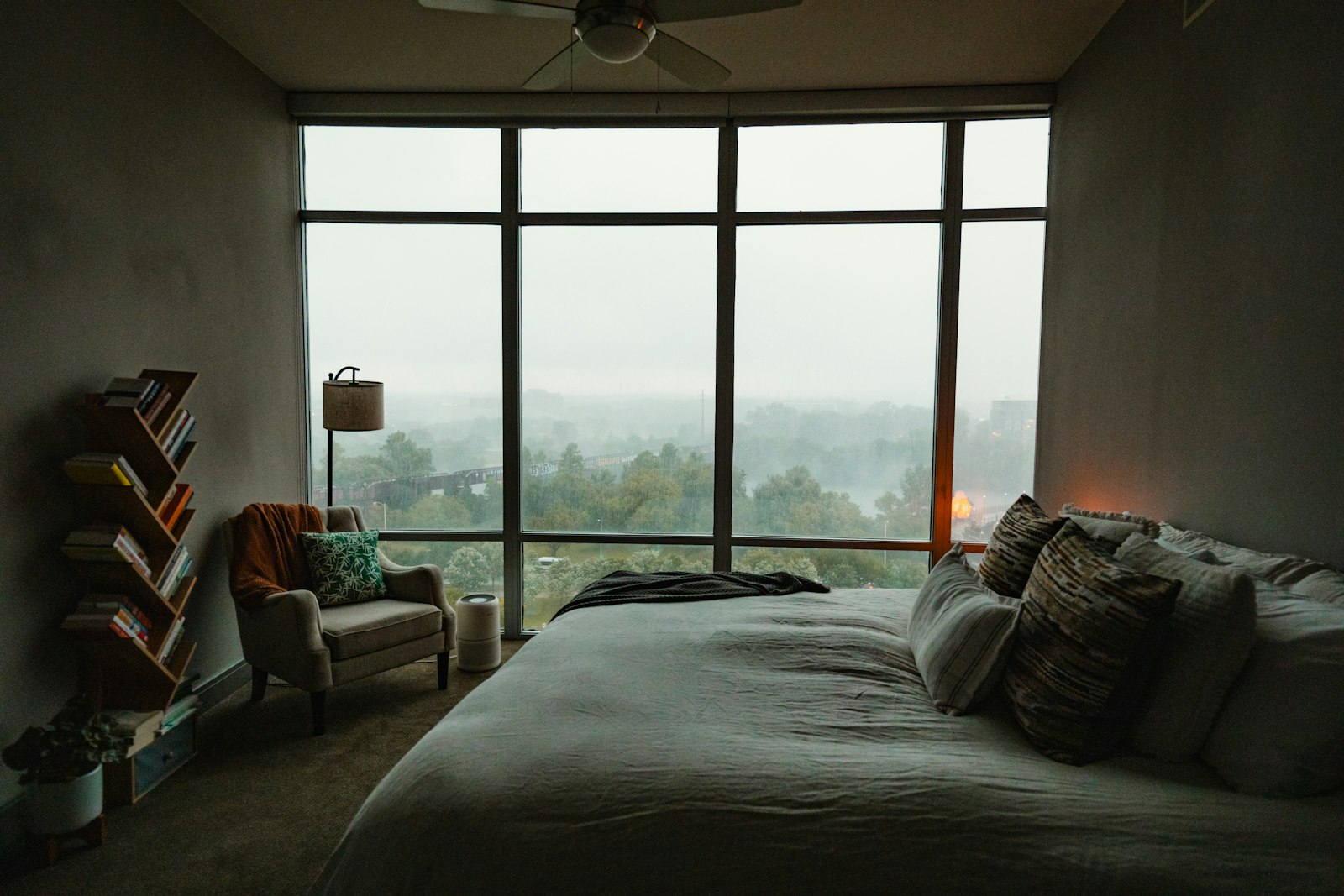 Bright, calm bedroom with fresh air